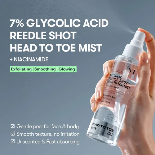 Vista 2 de VT COSMETICS 7% Ácido Glicólico Reedle Shot Bruma de Cabeza a Pie con Niacinamida, Spray Exfoliante para Piel Grumosa y de Fresa, Manchas Oscuras