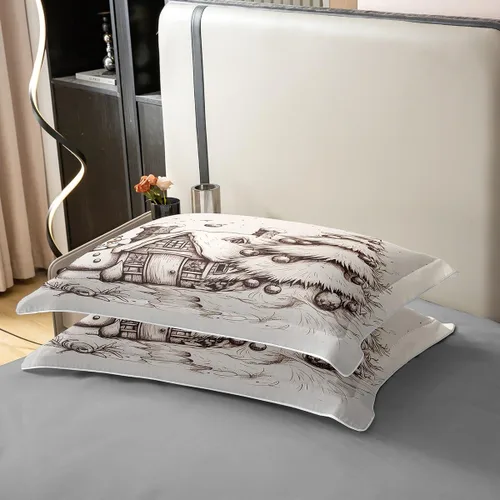 Vista 11 de Funda de edredón de árbol de Navidad 100% algodón natural, juego de ropa de cama de copos de nieve de Navidad para niños y niñas, funda de edredón