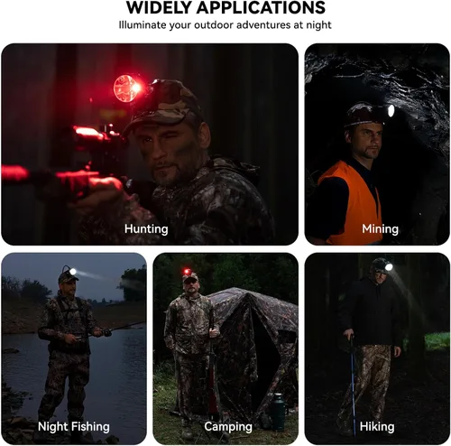 Vista 7 de GearOZ Coon - Faro delantero de caza para depredadores de cerdo, lámpara de cabeza de cazador, gorra de camuflaje Coyotes Hunting Headlamp, 10W