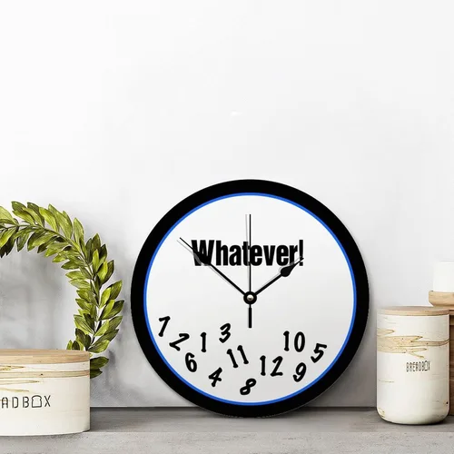 Vista 3 de ArogGeld Whatever Funny - Reloj de pared personalizado de 10 pulgadas, redondo de madera vintage, funciona con pilas, grande, silencioso Lo que sea