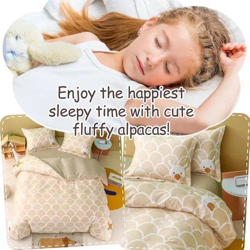 Vista 4 de Simple&Opulence Funda de edredón 100% algodón orgánico para niños y adolescentes, funda de edredón suave de 3 piezas con cierre de cremallera, juego