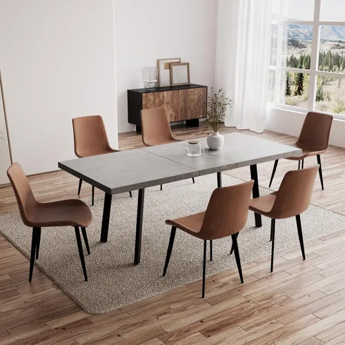 Vista 20 de Zerifevni Juego de mesa de comedor de 5 piezas, mesa de cocina moderna de 46 pulgadas con 6 sillas de comedor para 4, mesa de comedor expandible