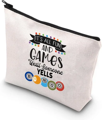Vista 8 de TSOTMO Divertido regalo de jugador It's All Fun And Games Until Someone Grits Lucky Bag para mujeres amantes de los juegos, Beige, Blk-gritos Bingo