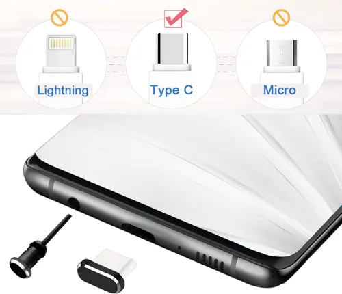 Vista 2 de Tapones antipolvo USB C tipo C para puerto de carga, 4 unidades con 2 protectores de cable en espiral compatibles con iPhone 17/16/15 Plus Pro Max