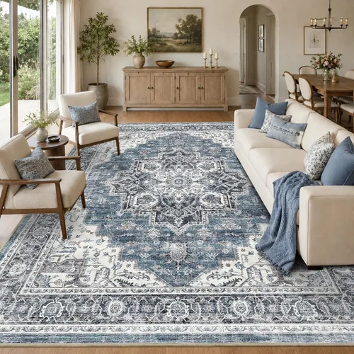 Vista 42 de Alfombra de pasillo vintage de 2 x 6 pies de pelo bajo Marrón beige
