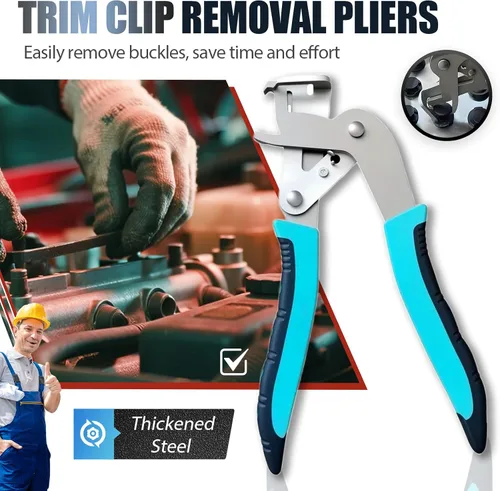 Vista 2 de Alicates de clip para automóvil, alicates multifuncionales para automóviles, herramienta de extracción de clips, abre los paneles sin esfuerzo sin