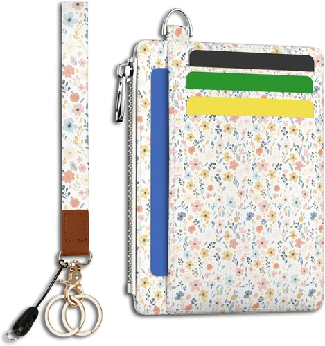 Vista 16 de Hancynir Cartera delgada para mujer con soporte para tarjetas de crédito RFID, pequeña mini funda para tarjetas con bolsillo frontal de PU, cartera