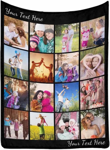 Vista 21 de MyPupSocks Manta de fotos personalizada para la familia, manta personalizada con 10 fotos y texto para mejores amigos, personaliza tus propias fotos