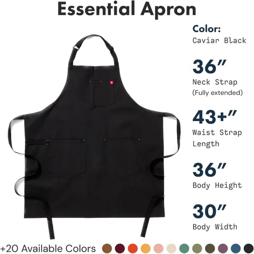 Vista 2 de hedley & bennett Essential Delantal – Delantal de chef profesional con bolsillos – Delantal de cocina para hombres – Delantal de cocina para hombres