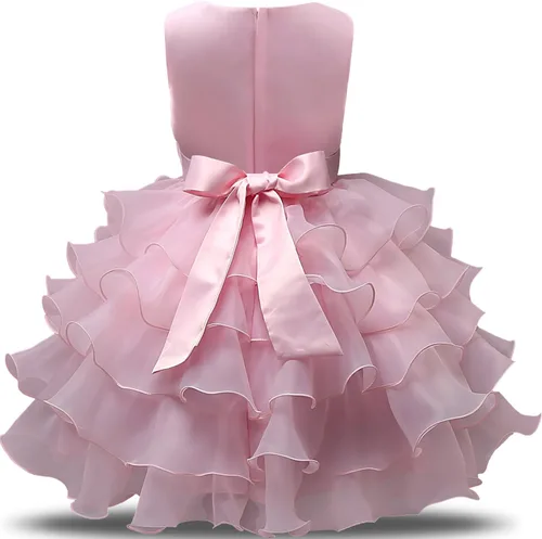 Vista 2 de NNJXD - Vestido de niña con volados y encaje, para fiesta o boda