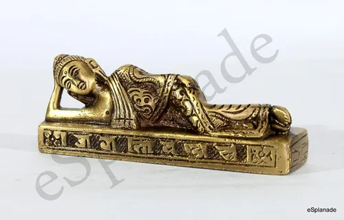 Vista 7 de eSplanade Estatua de Buda reclinable para decoración del hogar Escaparate de Buda dormido de latón para sala de estar, meditación, escritorio