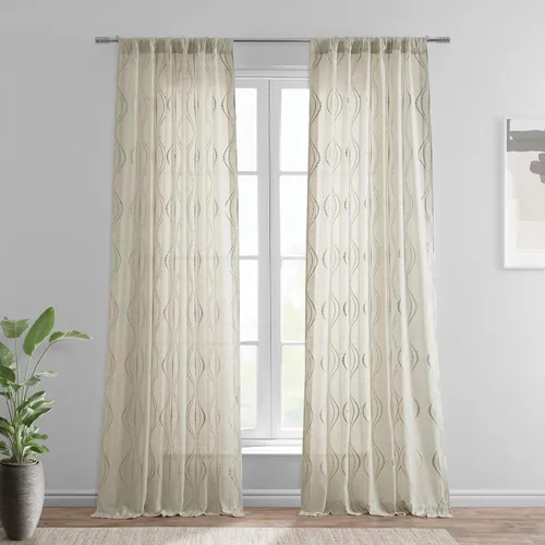 Vista 14 de HPD Half Price Drapes SHCH-11729-84 - Cortina transparente de lino con estampado (1 panel), 50 x 84, Avignon Vine