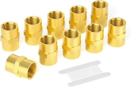 Vista 16 de GASHER 2 piezas de accesorios de tubería de latón, acoplamiento de latón, tubo hembra de 1 pulgada x tubo hembra de 1 pulgada
