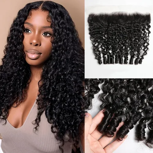 Vista 9 de Lemoda - Extensiones de cabello con cuerpo ondulado frontal 13x4, de encaje transparente HD, cierre frontal de encaje de cabello humano brasileño