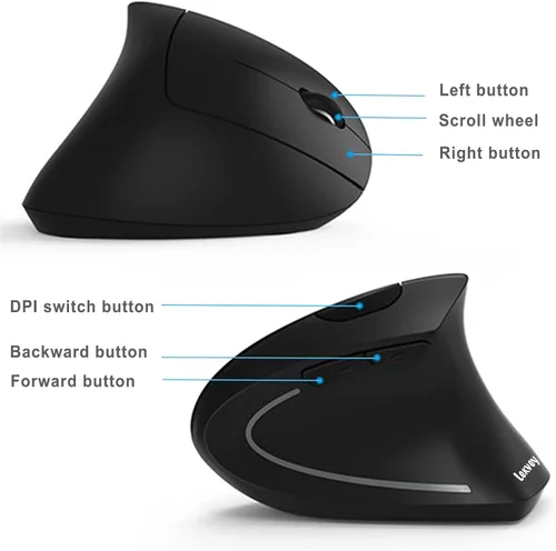 Vista 9 de Lekvey Ratón ergonómico, mouse inalámbrico vertical recargable, agarre