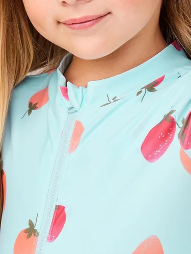 Vista 5 de Simple Joys de Carter's - Traje de baño de una pieza con cremallera de manga larga para niñas bebés Fresas azules