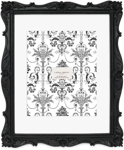 Vista 4 de Laura Ashley - Marco de fotos 2x3 negro con textura ornamentada hecho a mano en resina con caballete, para exhibición en mesa y pared, con diseño