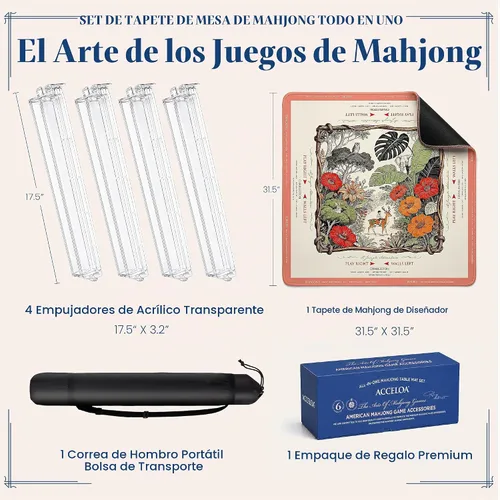 Vista 2 de American Mahjong Mat and Racks Set: 31.5" x 31.5" Neopreno impermeable Color de la sel