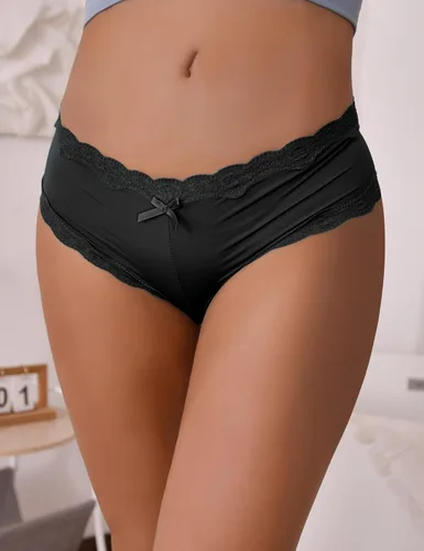 Vista 4 de comeondear Ropa interior atrevida para mujer, con ribete de encaje, bragas
