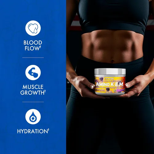 Vista 2 de Evogen Amino K.E.M. - Volumizador de Bomba en Polvo EAA y BCAA Suplemento de Aminoácidos BCAA para Flujo Sanguíneo, Crecimiento Muscular e