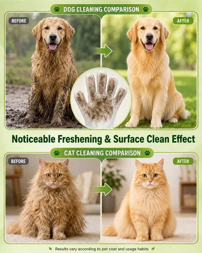 Vista 6 de Pet Glove Wipes for Dogs and Cats,Disposable Pet Grooming Gloves 10 Count - Green