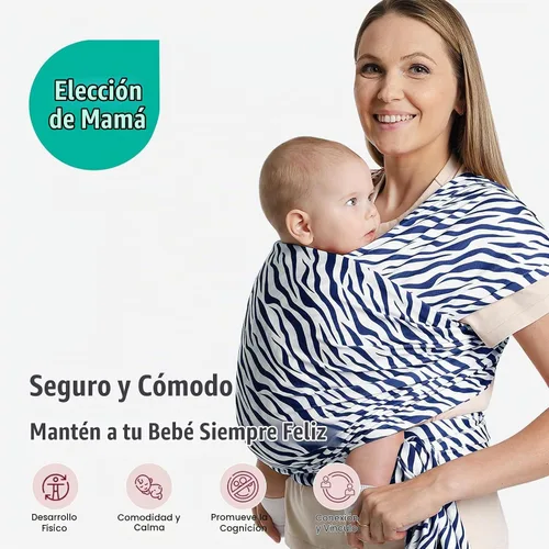 Vista 6 de Portabebés a la moda, diseño ergonómico de manos libres, elástico y ergonómico para bebés de 7 a 35 libras, suave y cómodo
