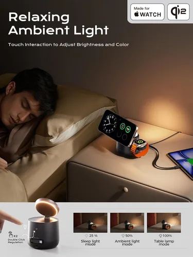 Vista 7 de Estación de carga inalámbrica magnética Qi2 4 en 1, cargador rápido de 15 W con módulo de carga hecho para Apple Watch, para iPhone 17-12 Series