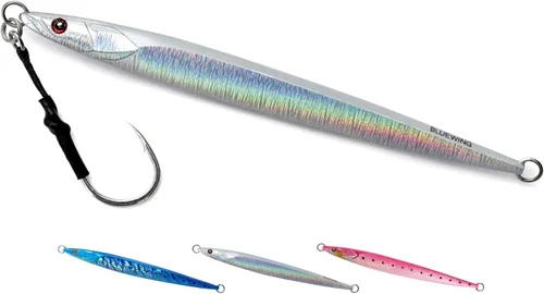 Vista 13 de BLUEWING Señuelos de pesca para agua salada de paso lento, plantillas verticales de 2.82 oz-35.27 oz cebo de hundimiento de peces con gancho de Big