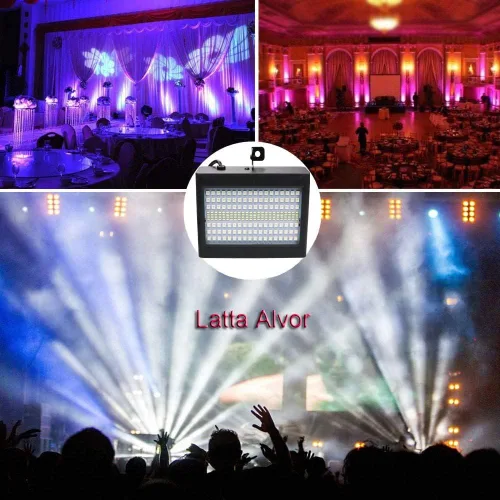 Vista 5 de Luces estroboscópicas LED de 204 RGB Color Mini Flash Iluminación de escenario Control de velocidad de flash ajustable con control remoto para DJ
