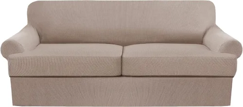 Vista 25 de Funda de sofá con cojín en T de alta calidad, juego de 4 piezas para sofás con cojines en T (se adapta a 72-90 pulgadas), protector de muebles suave