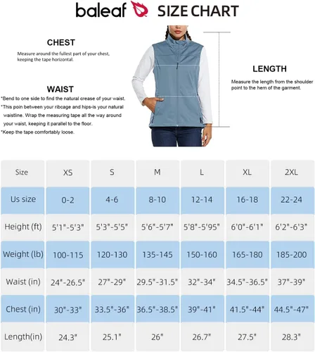 Vista 7 de BALEAF Chaleco ligero Softshell sin mangas para mujer, resistente al viento, cuello alto con bolsillos con cremallera, correr, senderismo, golf