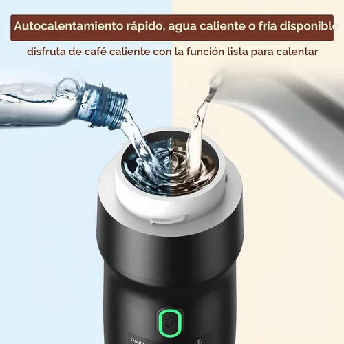 Vista 3 de Máquina de café espresso eléctrica portátil, cafetera autocalentable para automóvil con USB-DC, cafetera de viaje para camping, compatible