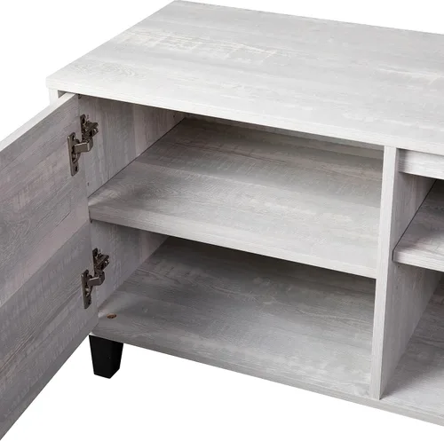 Vista 9 de Flash Furniture Nelson Mid Century - Soporte de TV moderno para televisores de hasta 60 pulgadas, acabado gris, 70 pulgadas de ancho, estantes