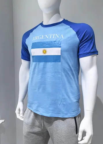 Vista 3 de Camiseta de bandera nacional para hombre, camiseta para amantes del fútbol, camisetas de fútbol para fanáticos de la Copa Mundial 2026, Argentina