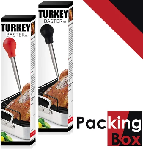 Vista 7 de Baster de acero inoxidable para pavo con cepillo de limpieza, jeringa de grado alimenticio para cocinar y rociar con 2 agujas inyectoras de adobo