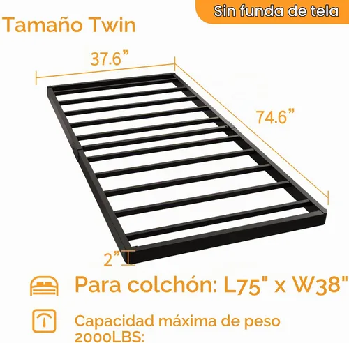 Vista 3 de Maenizi Twin Box Spring - Tabla de perfil bajo de 2 pulgadas