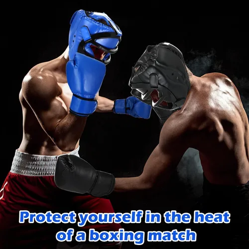 Vista 11 de Arrowbash Juego de 2 protectores de cabeza y guantes de boxeo para adultos, guantes de boxeo de 10 oz, protector de cara completa