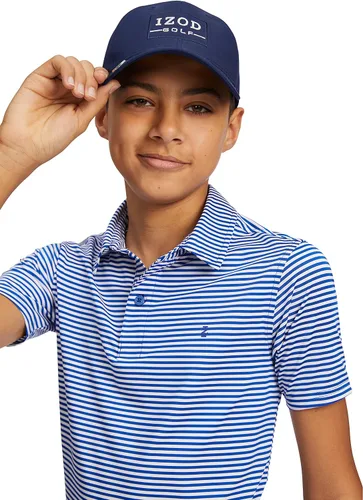 Vista 5 de IZOD Performance Golf Grid - Polo de manga corta con cuello elástico para niños