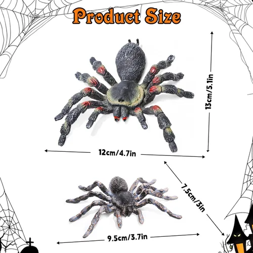 Vista 2 de SIENON 2 juguetes realistas de animales de araña lobo, figura de insecto de tarántula de Whiteknee, modelo de acción para niños, educación, bromas