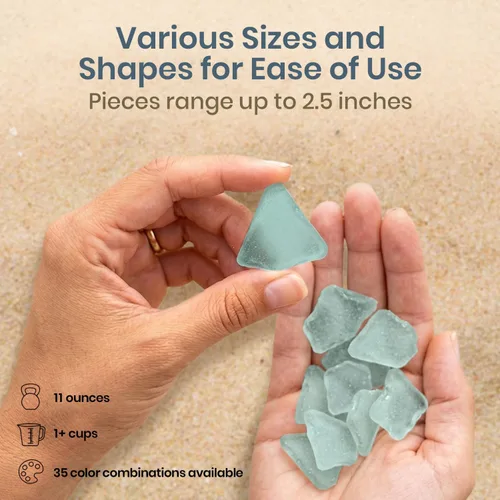 Vista 4 de Nautical Crush Trading Sea Glass Craft - 28 onzas azul aguamarina - Artesanía de vidrio de playa - Decoración de vidrio de mar - Relleno de jarrón
