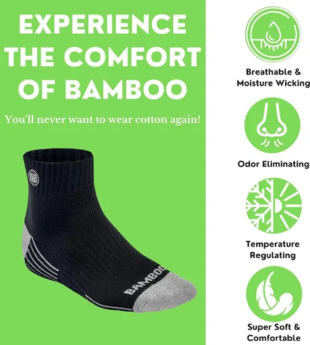 Vista 5 de Calcetines de trabajo de bambú de alta calidad, absorben la humedad de un cuarto y eliminan el olor