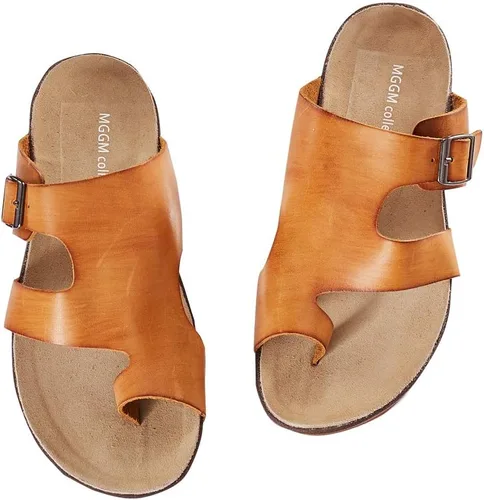 Vista 6 de MGGMOKAY Sandalias de cuero de vaca para hombre