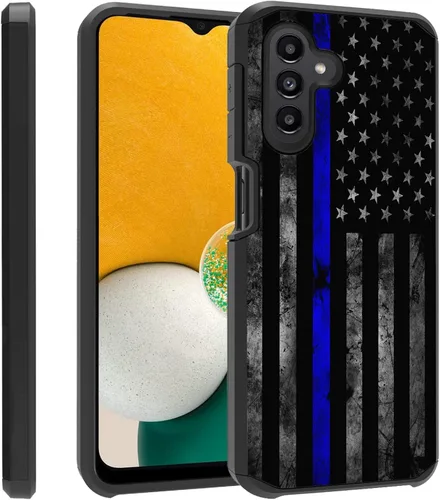 Vista 10 de Funda para teléfono Galaxy A14 5G, resistente 2 en 1 de doble capa híbrida de policarbonato duro y silicona suave a prueba de golpes, funda de Retro