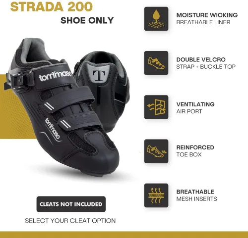 Vista 2 de Tommaso Strada Mens Cycling Shoes for Road Bikes Universally Compatible with All Shoe Clips & Bike Cleats, from SPD to Look Delta to Speedplay
