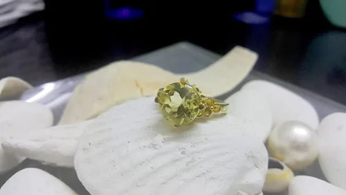 Vista 2 de Lemon quartz ring,light yellow ring,stack statement ring,gold ring,gemstone ring,small ring,vintage ring,cocktail ring