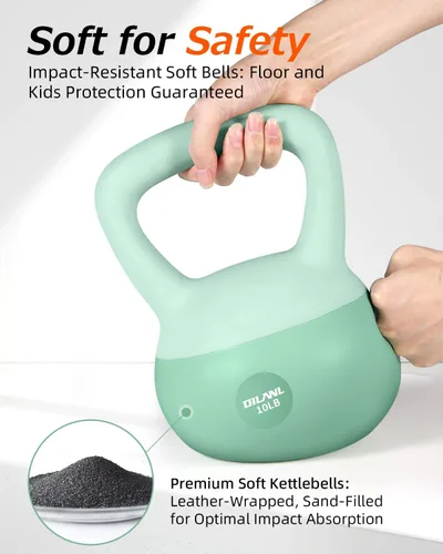 Vista 2 de Soft Kettlebell, Safe Strength Training Kettle bell, Cushioned Impact-Resistant Base and Anti-Slip Grip Weight, Kettlebells Set for Home Workouts