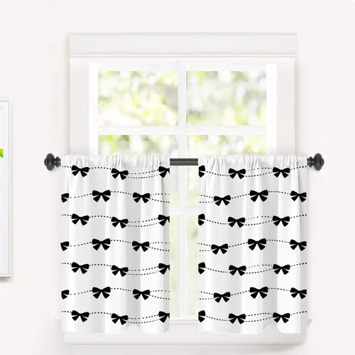 Vista 82 de Cortinas opacas de poliéster multicapa marrón con diseño de bosque natural, 2 unidades, 26 x 24 pulgadas