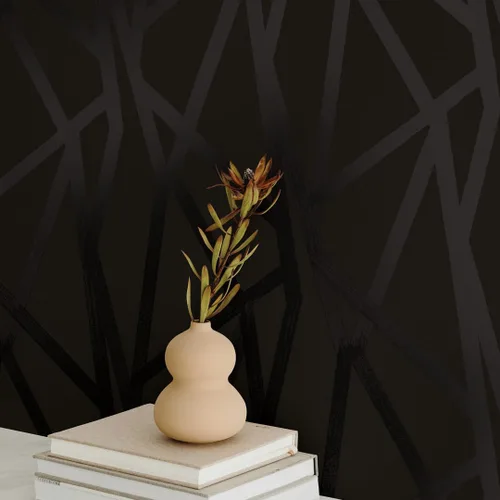 Vista 2 de Tempaper x Genevieve Gorder - Papel tapiz extraíble de intersecciones de color negro metálico, 20.5 pulgadas x 16.5 pies, fabricado en los Estados