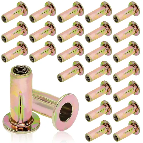 Vista 13 de 25 piezas de tuercas de remache de agarre múltiple de acero con vástago precurvado y acabado de zinc, tuercas de inserción roscadas de cabeza plana