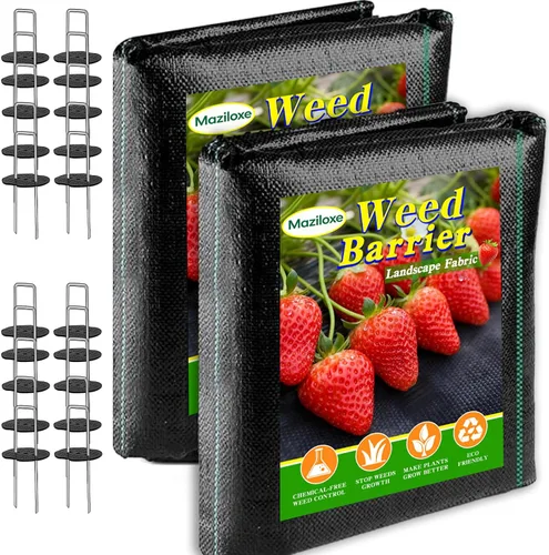 Vista 9 de Tela de barrera de control de malezas de 3.53 oz/yd², membrana de cubierta de suelo para jardinería de alta resistencia, para césped artificial